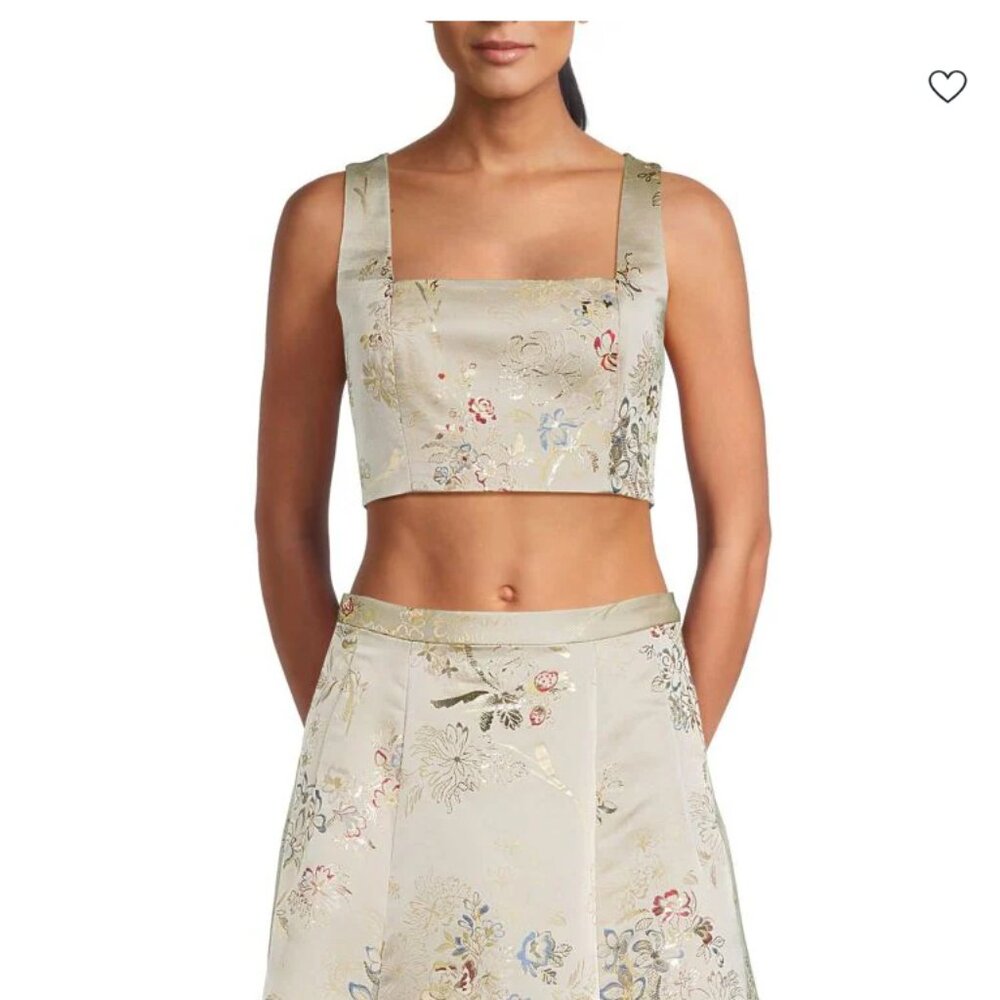 Adam Lippes Floral Embroidered Silk Blend Crop Top NWT